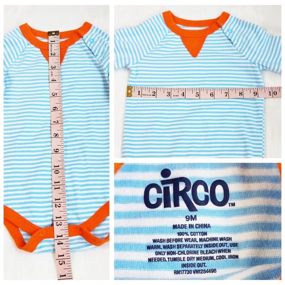 9M Infant Boys Bundle of 2 Onesies Short Sleeve Carter and Long Sleeve Circo - Picture 10 of 12